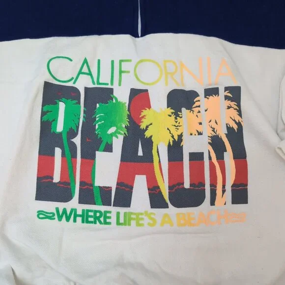 California Beach Graphic Hoodie Colorblock 100% Cotton 90s Retro – Unisex XL - Picture 2 of 6